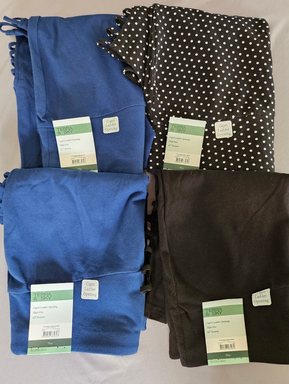 Terra & Sky Women's Plus 3X Capri Ladder Leggings Lot of 4 - NWT